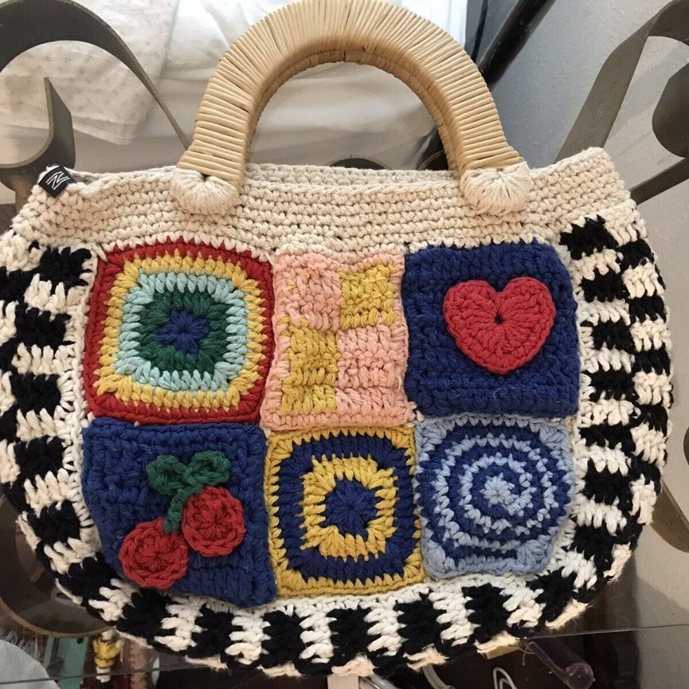 Nannacay Karin Patch Crochet Top-Handle Bag